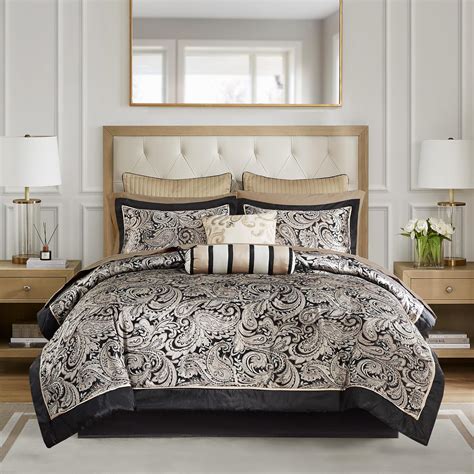 Madison Park Aubrey 12 Piece Jacquard Complete Bed Set, Queen, Black