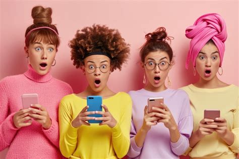 Premium Photo | Four women react to shocking news one displeased
