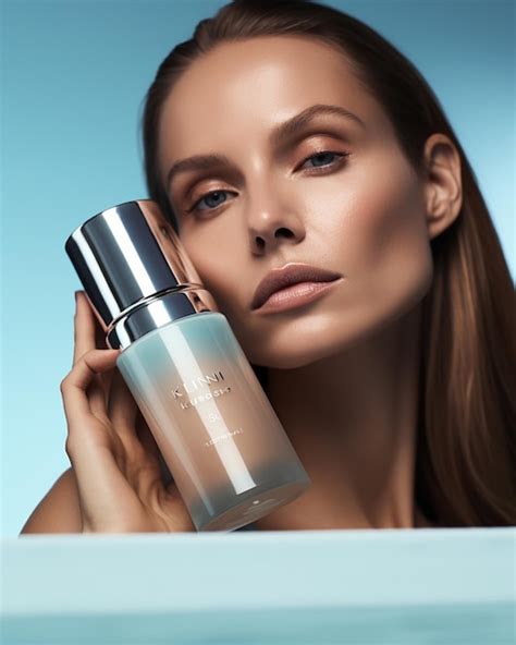 premium photo  woman holding  bottle  perfume   word quot