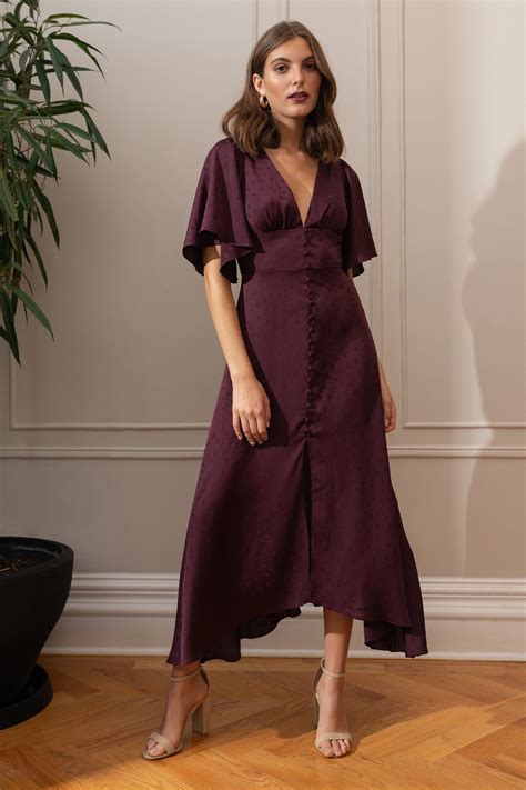 Luna - Mahogany - MHY / 0 | Plum bridesmaid dresses, Midi dress with