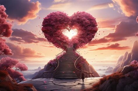 premium ai image heart shaped ornamental  stairs leading