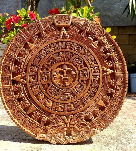 Prehispanic Aztec Art Aztec Calendar Mexican Painting Wood - Etsy