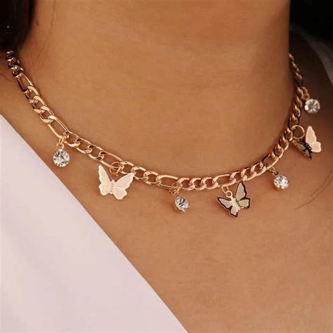 butterfly collarbone necklace etsy