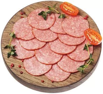 Сервелат Мадридский варено-копченый Мясное раздолье нарезка Деликатеска ...