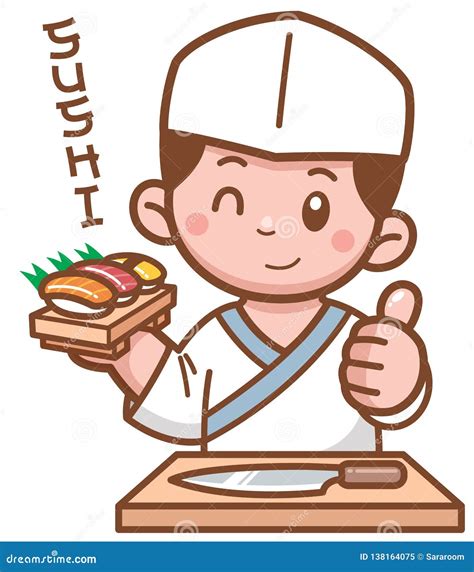 Japanese chef stock vector. Illustration of cuisine - 138164075