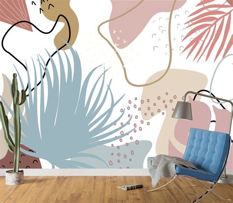 Abstract Wallpaper Peel and Stick, Boho Wallpaper, Doodle Wallpaper, R
