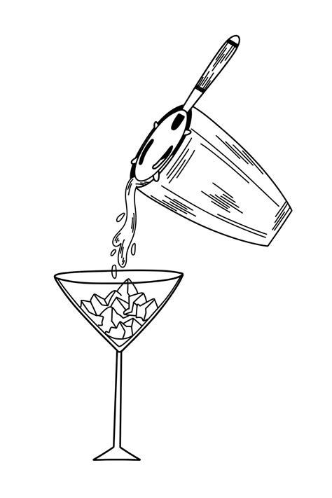 Premium Vector | Glass chilling. Pouring a cocktail from a shaker with