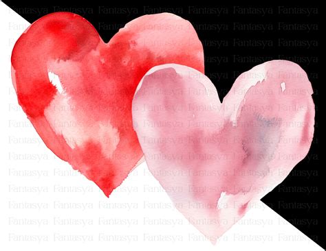 watercolor hearts clipart digital  hand painted etsy