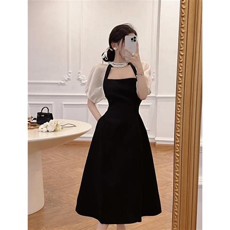 jual basic id fashion dres lengan pendek kombinasi dres korean style