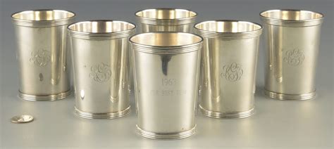 lot   sterling julep cups  cartier case auctions