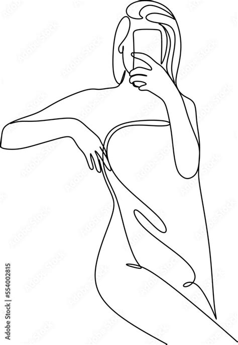 Female body line drawing. Female figure creative modern abstract line ...
