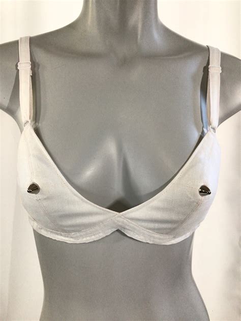 Handmade White Linen Pointy Cone Bullet Bra With Studs, Pin up Lingerie - Etsy