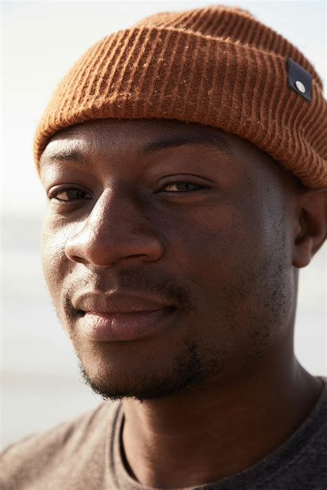black man  hat   camera  stock photo