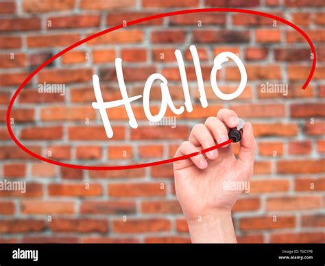 hallo   german sign  res stock photography  images alamy