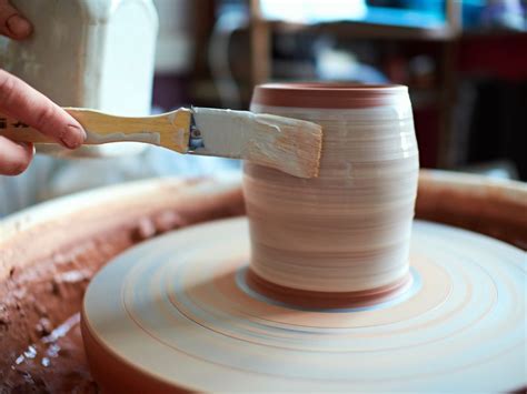 production process  pottery application  glaze brush  ceramic