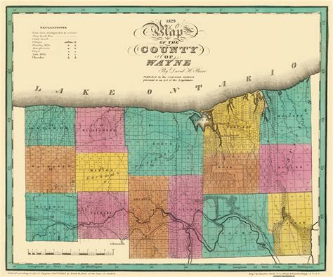 Historic County Map - Wayne County New York - Burr 1829 - 27.63 x 23