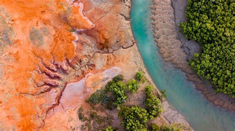 river australia forest trees nature aerial landscape rocks sand