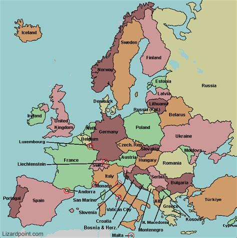Europe Map Quiz Numbered
