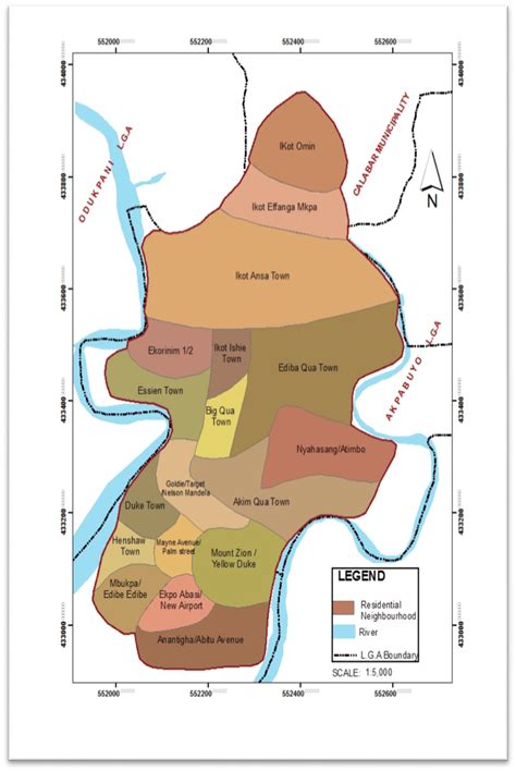 Map of Calabar showing the 18 residential neighbourhoods | Download ...