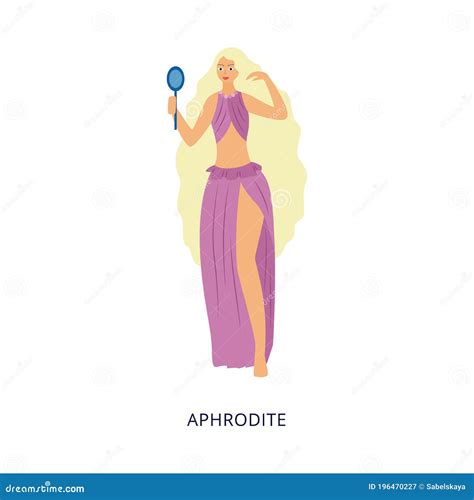 Greek Goddess Aphrodite Beautiful Character Flat Vector Illustration