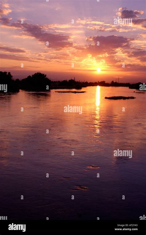 Golden Sunrise Sunset Reflecting In River Stock Photo - Alamy