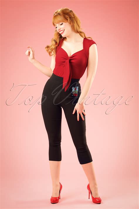 Bunny Anna Cherry Caprihose in Schwarz | Einkaufen bei Topvintage