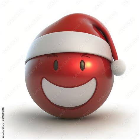 Christmas Emoji Wearing a Santa hat, Generative AI Digital Illustration ...