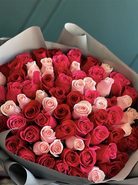 75 ROSES BOUQUET. HOT PINK, PINK, AND RED ROSES BOUQUET