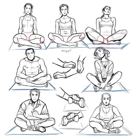 a drawing of people doing yoga poses