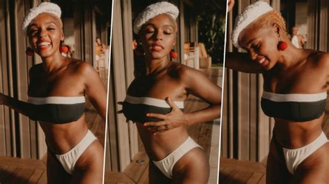 Janelle Monáe Flaunts Unshaved Armpits in Bandeau Bra and Bikini Bottom