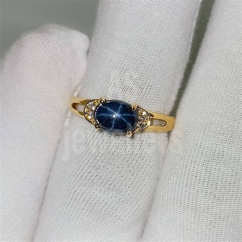 Genuine Blue Star Sapphire Ring 14k Gold White Gold Ring - Etsy