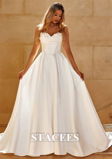 A-line Cowl Neck Chapel Train Mikado Wedding Dress with Beading Flowers