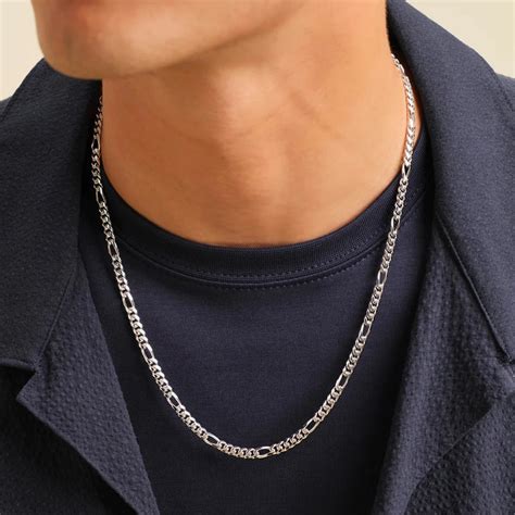 figaro silver chain  mens   length chain silveradda