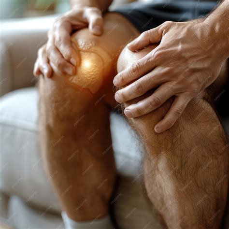 Elderly senior man with white hairs have a knee pain and illness injury