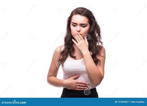 woman   chuck throw  retch barf hurl isolated  white