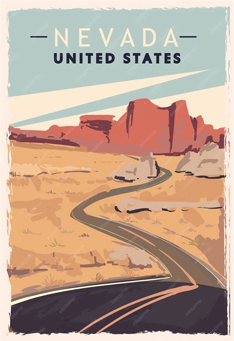 Premium Vector | Nevada retro poster. usa nevada travel illustration