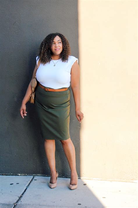 Black Pencil Skirt Outfits Plus Size