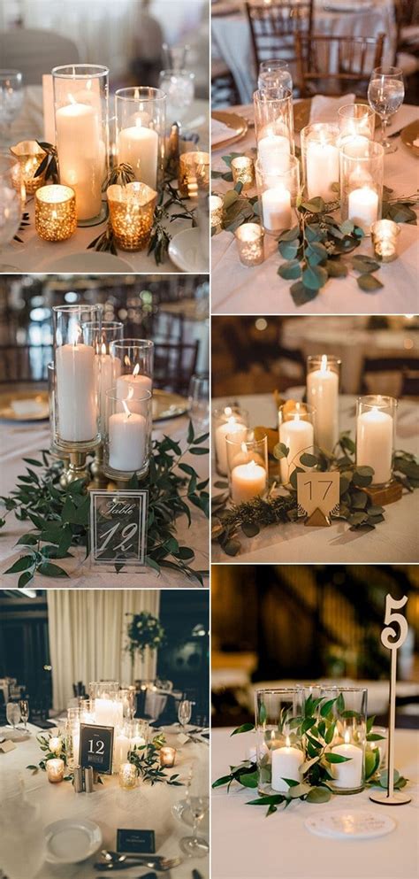 20 Simple and Chic Wedding Centerpieces With Candles - Oh The Wedding Day