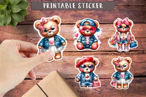 cute teddy bear animal stickers girly graphic  olga boat design