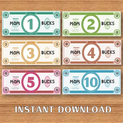 Mom Bucks Printable, Chore Chart Money, Reward System, Kids Behavior