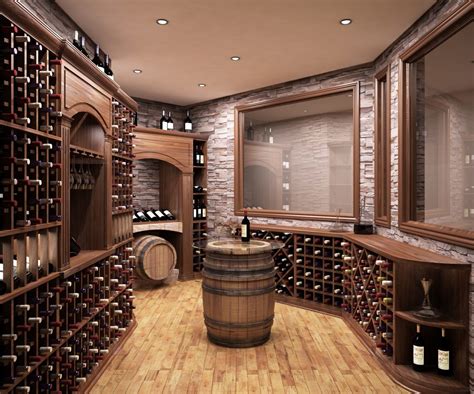Custom traditional wine cellar - rustic stone & wood design