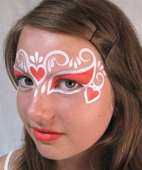 red  white heart variant face painting designs hippie face paint