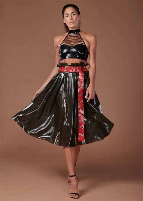 Latex rubber skirts and pants for women by Vex Clothing - Custom Made