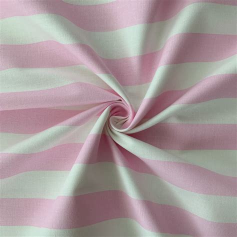 Pink & White Stripe 100% Cotton Fabric, First Quality Fabric, Fabric, Sold by the Yard, Half ...