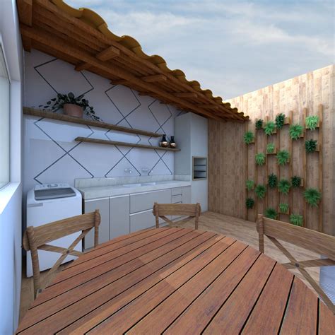 Deck Com Churrasqueira Simples - Deck Pequeno com Lavanderia e Churrasqueira | Parede verde, Deck ...