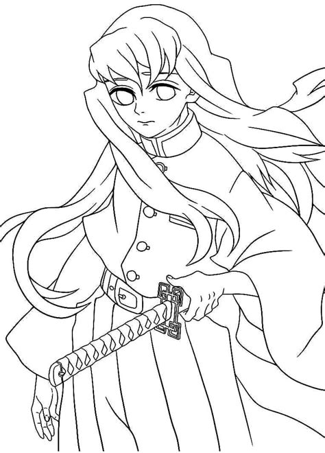 awesome muichiro tokito coloring page  print  color