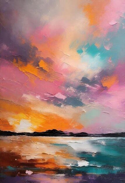 premium photo colorful abstract sunset painting canvas printable art