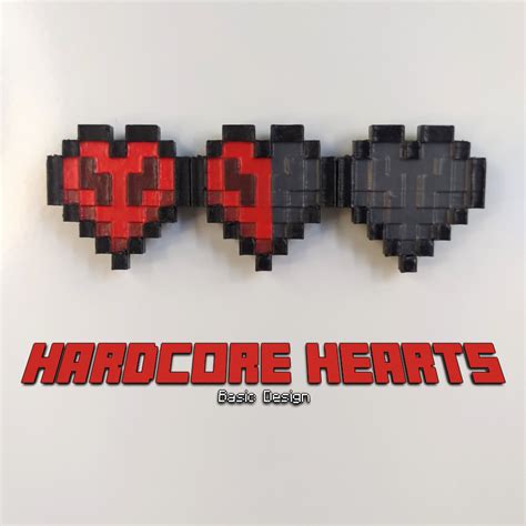Minecraft Hardcore Hearts Magnets Pixel Heart Big or Small - Etsy