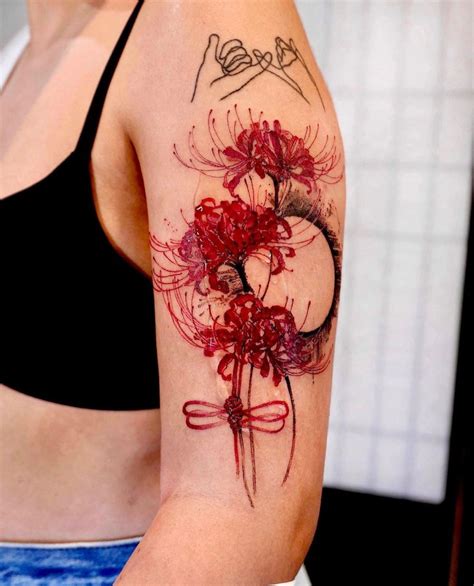 red spider lily arm tattoo | Sleeve tattoos, Tasteful tattoos, Tattoos ...