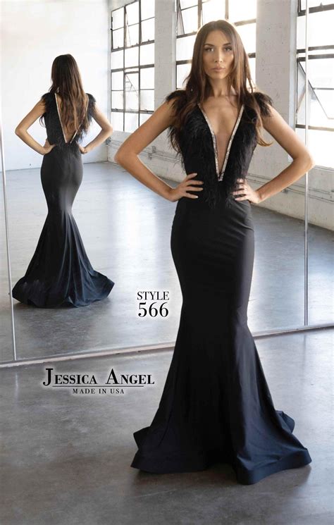 Black Jessica Angel Long Formal Mermaid Gown 566 - Formal Dresses & Gowns
